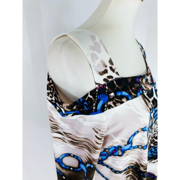 KAREN J DESIGN Women’s Multicolor Cold Shoulder Blouse Sz M - Picture 6 of 7